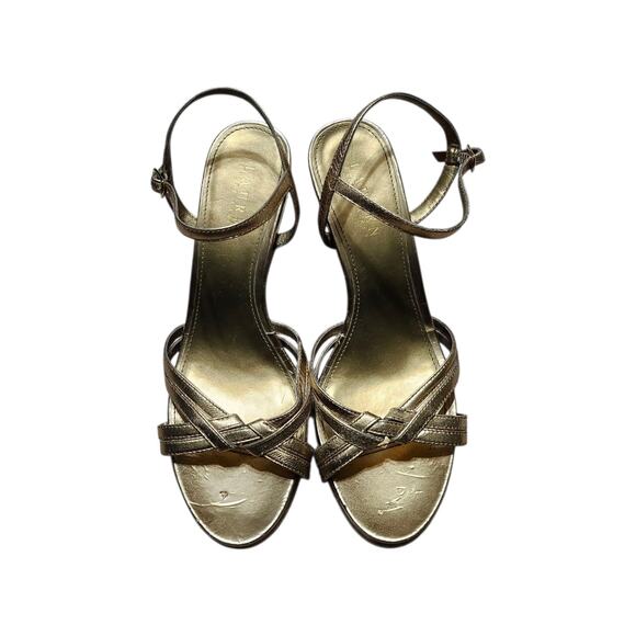 Ralph Lauren Women's Gold Metallic Espadrille Wedge Sandals Sz 8.5 - Picture 3 of 9